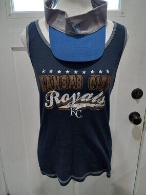 Kansas City Royals Ladies Tank Top Size Large With Visor Hat Cap MLB Baseball